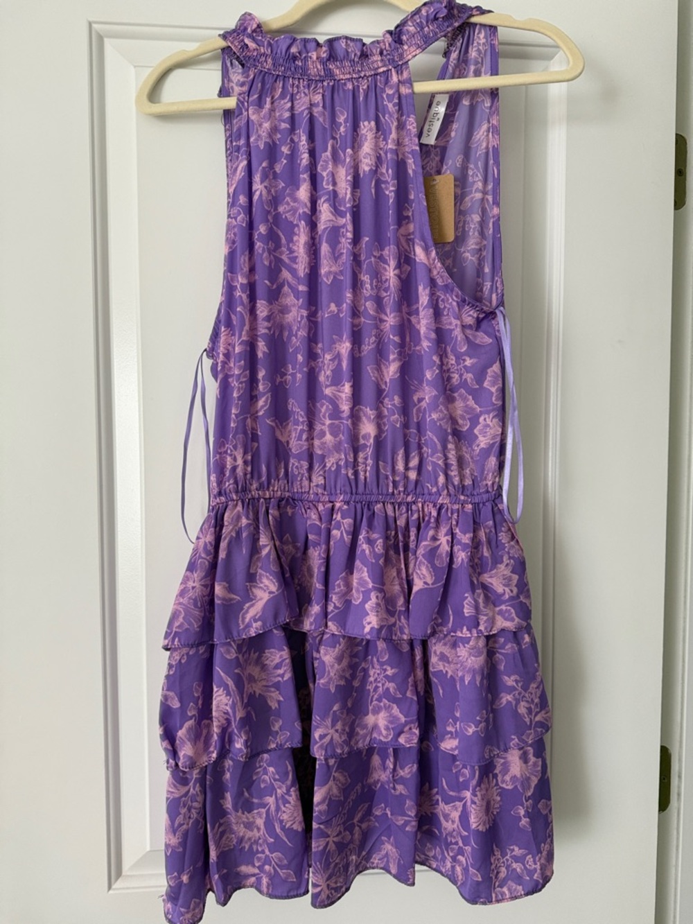 vestique Purple Floral Tiered Summer Dress